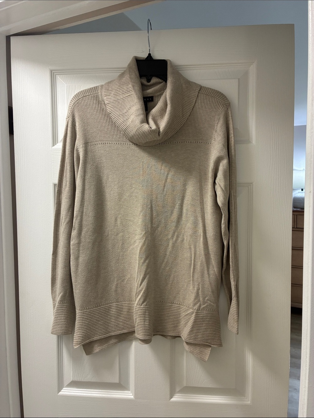 Tribal Cream Cowl-Neck Sweater